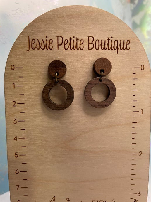 Wood Circle Drop Earrings- Nickel Free