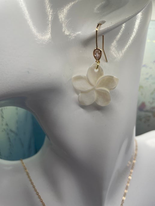 Ensemble coquillage en fleur + zircone-20'' Sans Nickel