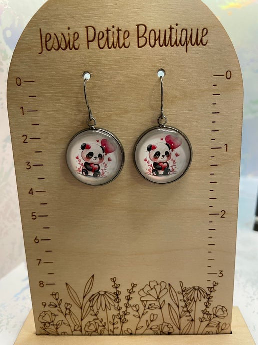 Cute Love Animal Gun Metal Cabochon Earrings