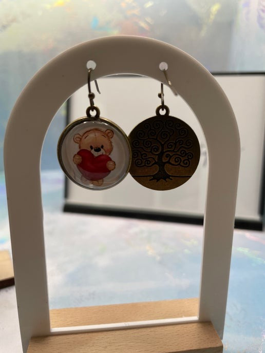 Boucles d'oreilles Ourson avec un coeur