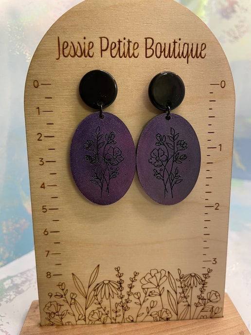 Herbier : Bouton d'oreille en acétate acrylique noir 