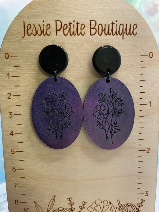 Herbier : Bouton d'oreille en acétate acrylique noir 