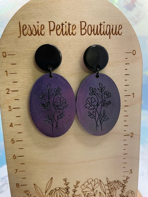 Herbier : Bouton d'oreille en acétate acrylique noir 