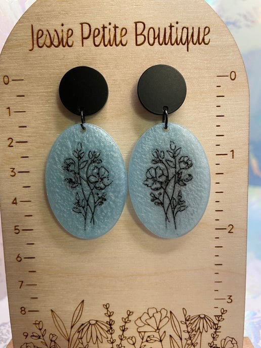 Herbier : Bouton d'oreille en acétate acrylique noir 