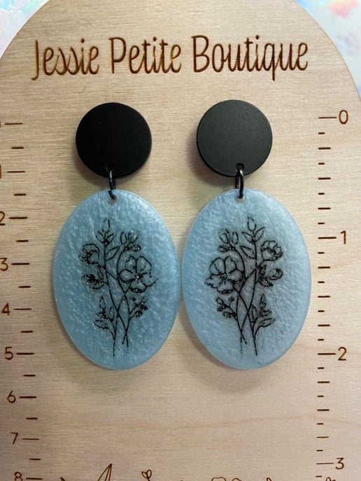 Herbier : Bouton d'oreille en acétate acrylique noir 