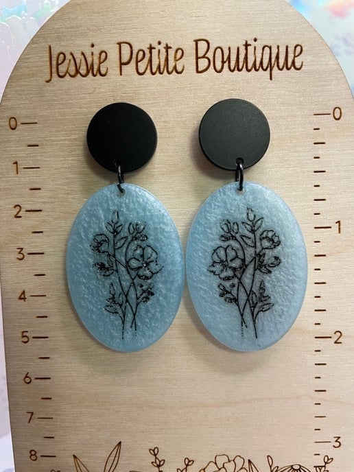 Herbier : Bouton d'oreille en acétate acrylique noir 