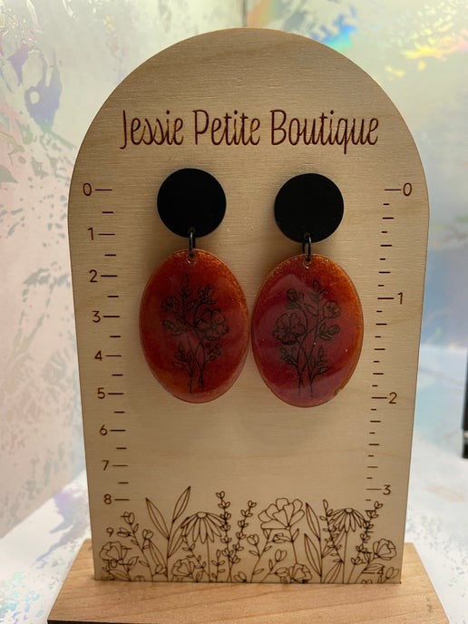 Herbier : Bouton d'oreille en acétate acrylique noir 