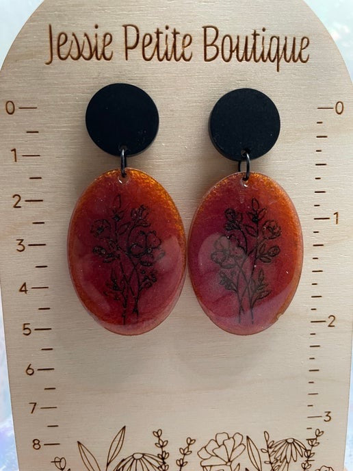 Herbier : Bouton d'oreille en acétate acrylique noir 