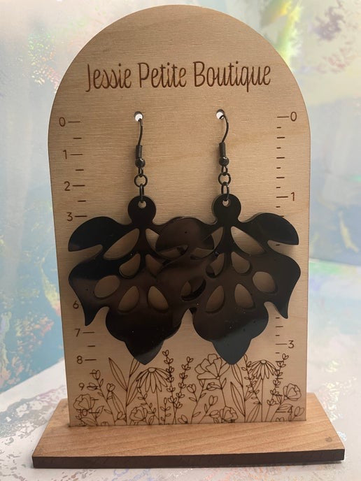 Boucles d'oreilles à grandes feuilles noir