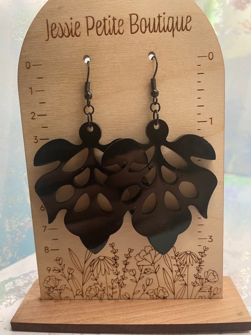 Boucles d'oreilles à grandes feuilles noir
