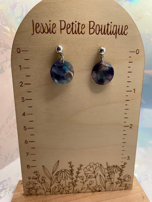 Boucles d'oreilles en acétate bleu/violet -Sans Nickel
