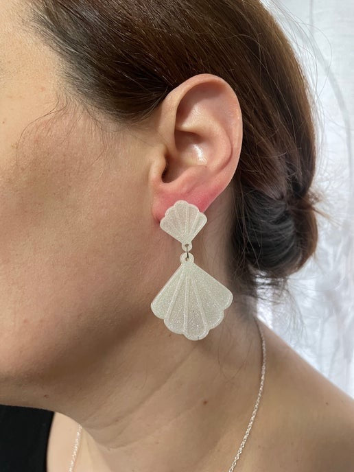 Kalita: Sparkly White Earrings HYPOALLERGENIC