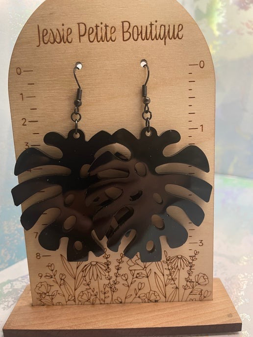 Boucles d'oreilles Grosse Feuille Monstera 