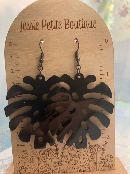 Boucles d'oreilles Grosse Feuille Monstera 