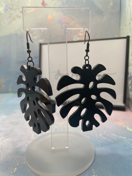 Boucles d'oreilles Grosse Feuille Monstera 