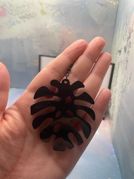 Boucles d'oreilles Grosse Feuille Monstera 