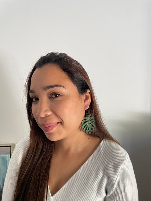 Boucles d'oreilles Grosse Feuille Monstera 
