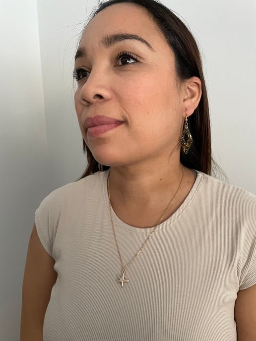 Pink Enamel Starfish Necklace-19''- Nickel Free