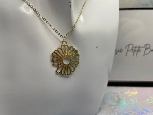 Ensemble Fleur Dorée pendante-Acier inoxydable