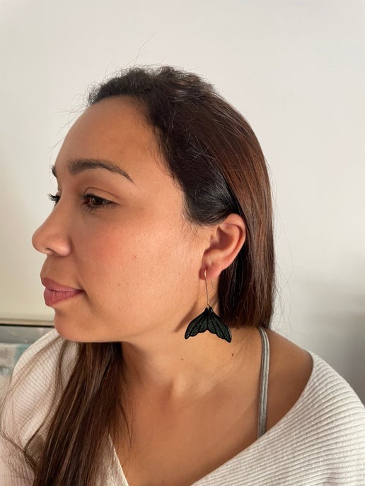 Sparkly Black Mermaid Tail Earrings -NICKEL FREE