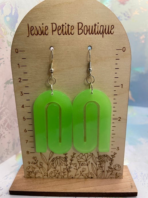 Glow In The Dark: Green Earrings-Nickel Free