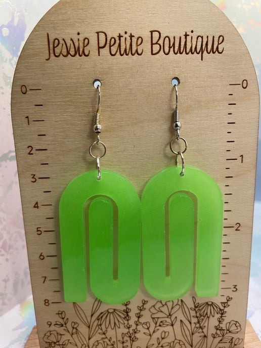 Glow In The Dark: Green Earrings-Nickel Free