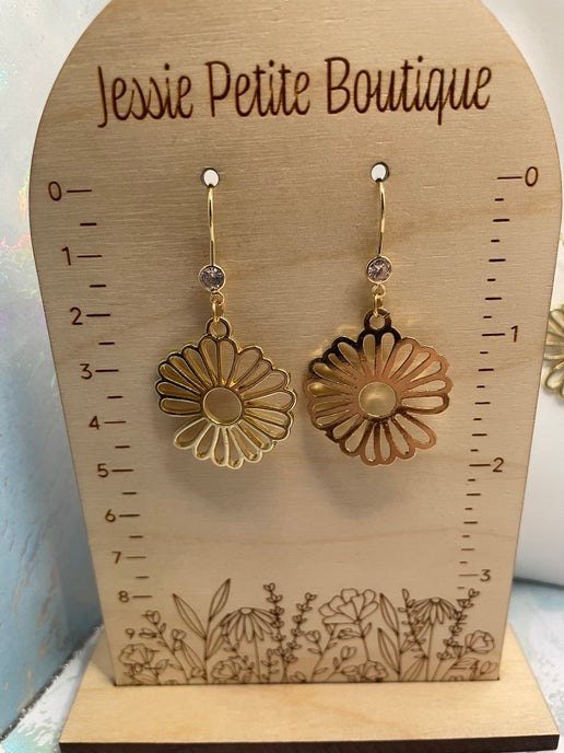 Ensemble Fleur Dorée pendante-Acier inoxydable