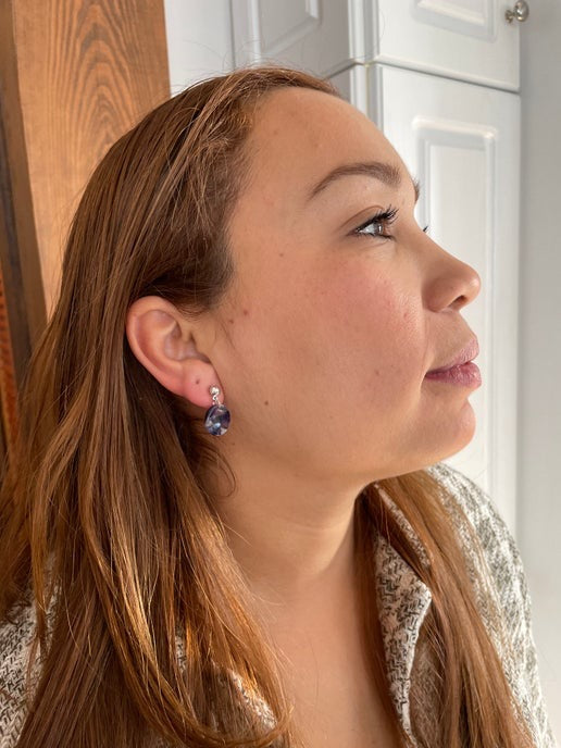 Boucles d'oreilles en acétate bleu/violet -Sans Nickel