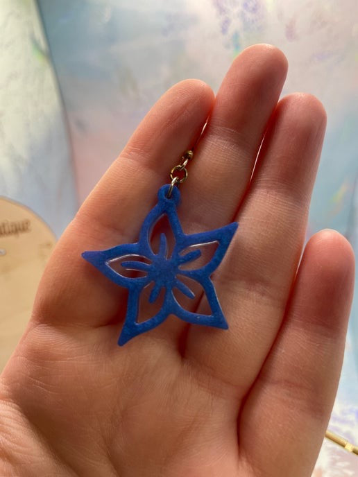 Boucles d'oreilles fleur bleue