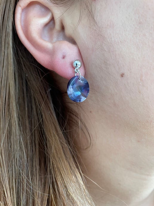 Boucles d'oreilles en acétate bleu/violet -Sans Nickel