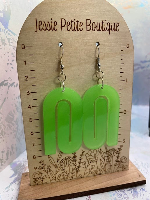 Glow In The Dark: Green Earrings-Nickel Free