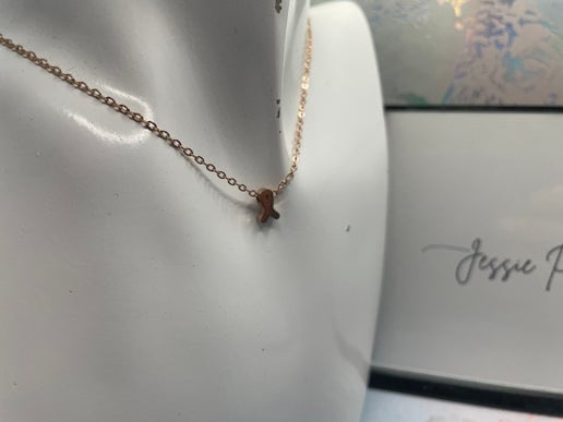 Cancer Ribbon Necklace-18''-Stainless Steel + Nickel Free