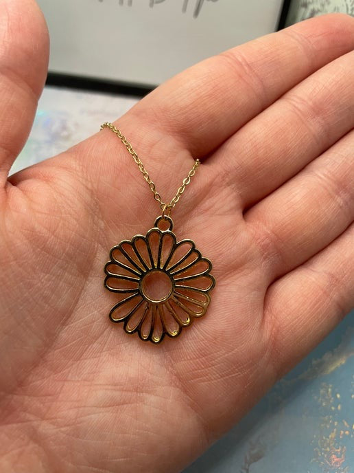 Ensemble Fleur Dorée pendante-Acier inoxydable