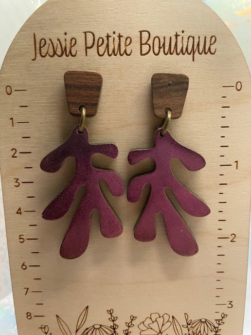 Lea : Boucles d'oreilles + Clous en bois (Acier inoxydable)