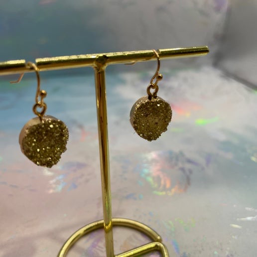 Gold Faux Rock Style Dangle Earrings