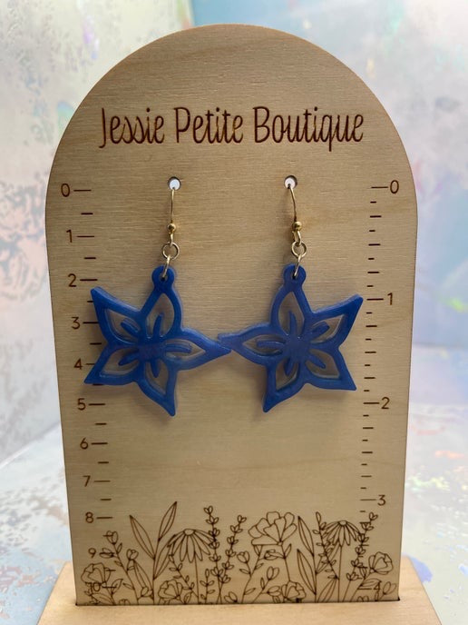 Boucles d'oreilles fleur bleue