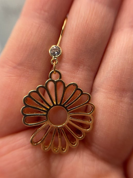 Ensemble Fleur Dorée pendante-Acier inoxydable