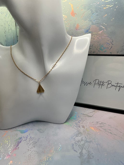 Paper Airplane Charm Necklace – 19'' Nickel-Free
