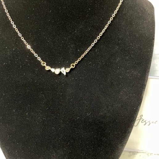 5 Zircon Rose Gold Necklace 18 1/2''