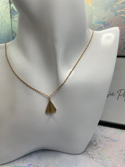 Paper Airplane Charm Necklace – 19'' Nickel-Free