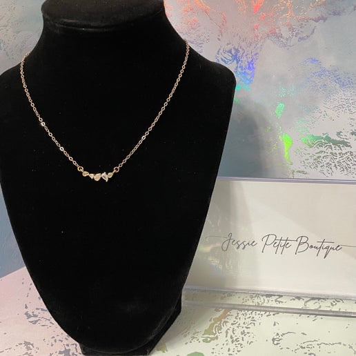 5 Zircon Rose Gold Necklace 18 1/2''