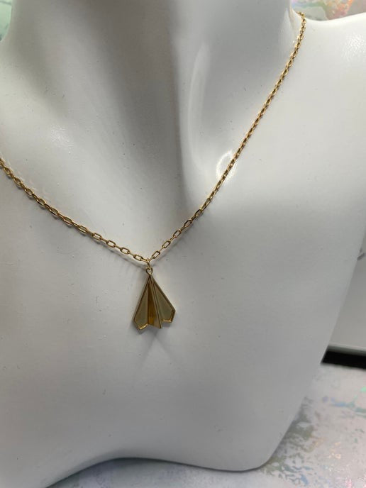 Paper Airplane Charm Necklace – 19'' Nickel-Free