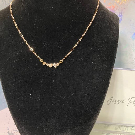 5 Zircon Rose Gold Necklace 18 1/2''