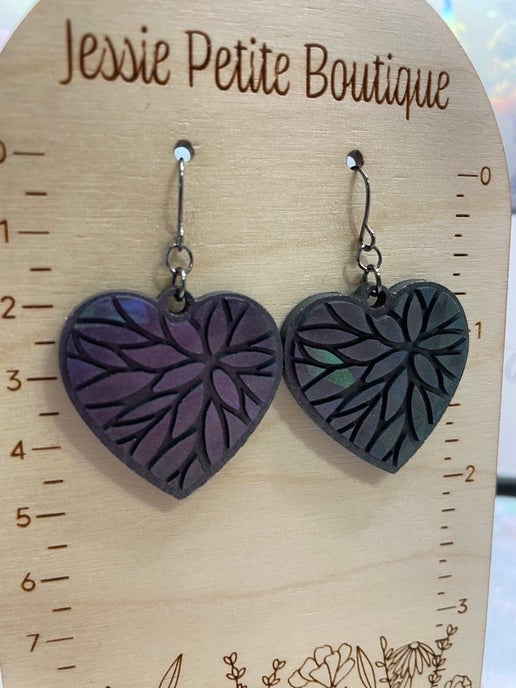 Julie Holographic Heart Earrings -STAINLESS STEEL