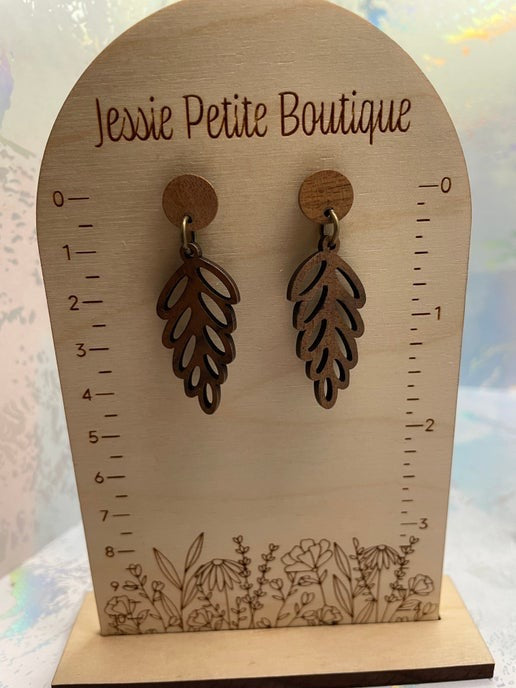 Mahogany Wood Leaf Earrings- Nickel-Free