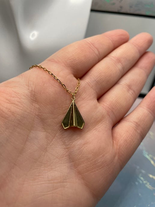 Paper Airplane Charm Necklace – 19'' Nickel-Free