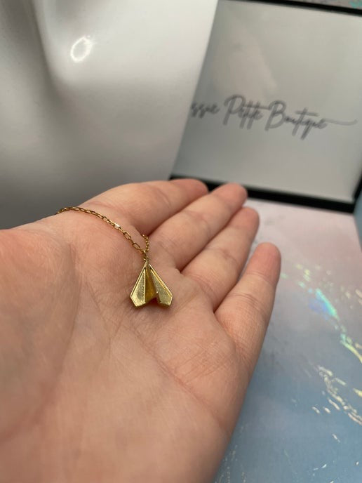 Paper Airplane Charm Necklace – 19'' Nickel-Free