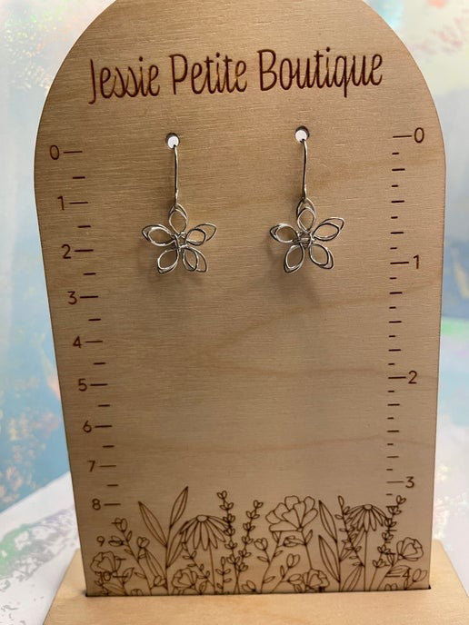 Silver Wire Flower Earrings -Stainless steel