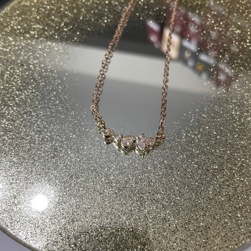 5 Zircon Rose Gold Necklace 18 1/2''
