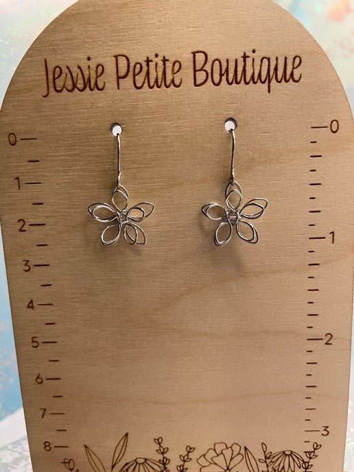 Silver Wire Flower Earrings -Stainless steel